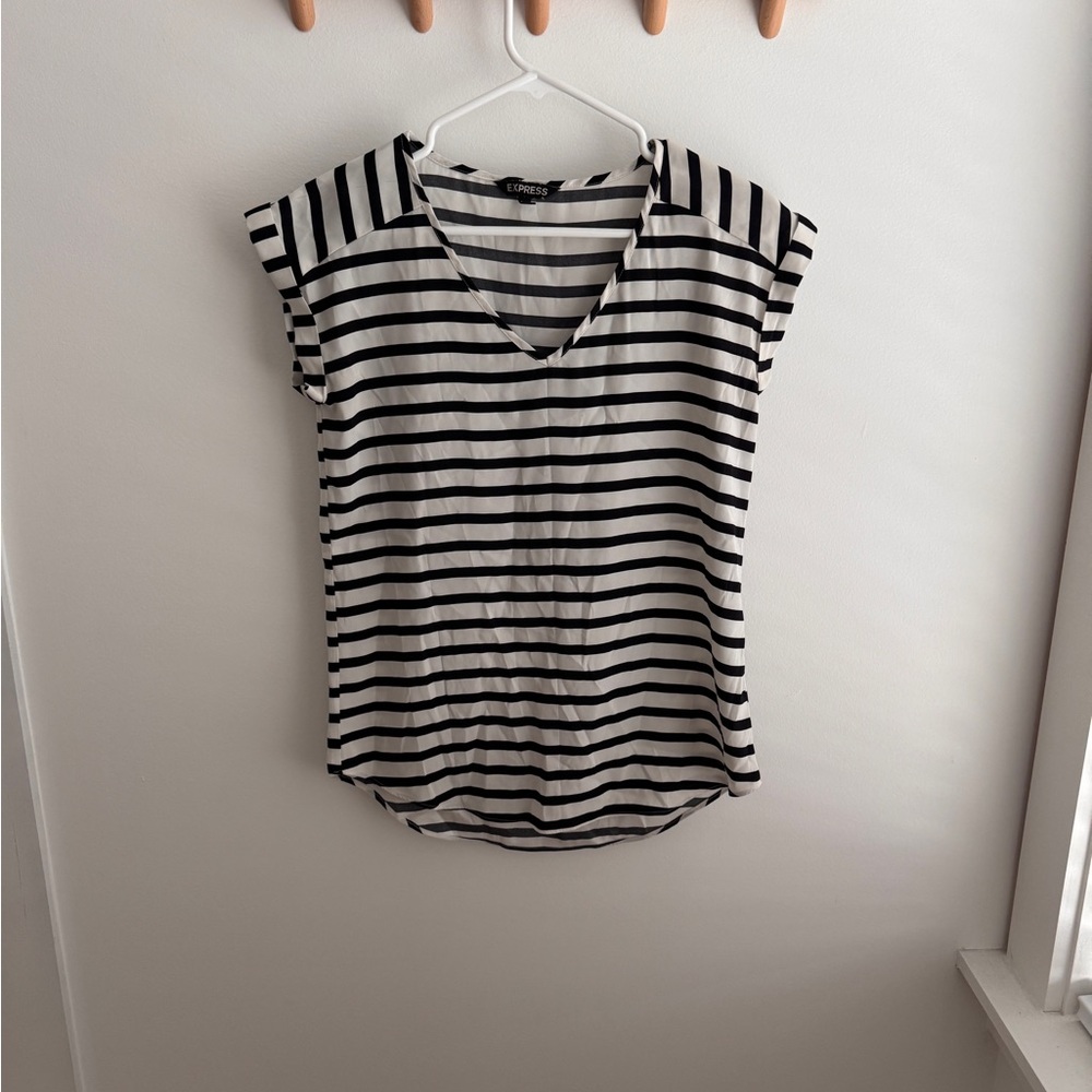 Black and White Striped Blouse